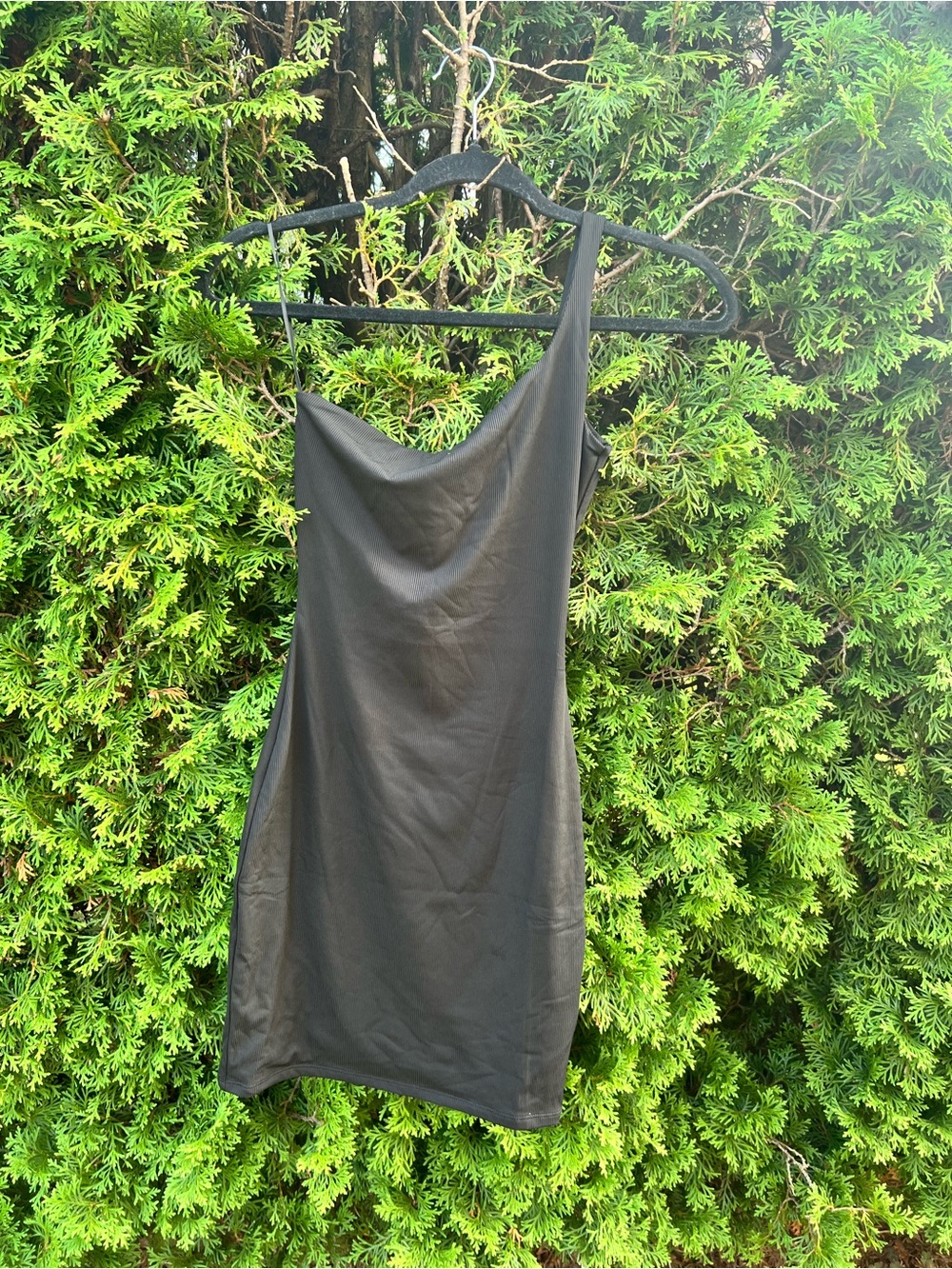 naked wardrobe Black One-Shoulder Slip Dress